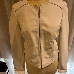 Designer Bebe cream faux leather jacket